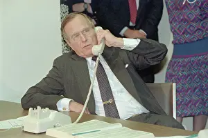George Bush Talking on Telephone