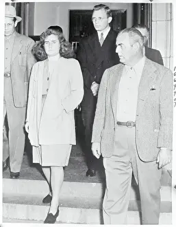 Santa Ana Prints: George Gollum and Beulah Overell Walking Out of Courtroom