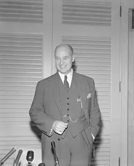 Kennan Prints: George Kennan Smiling at Press Conference