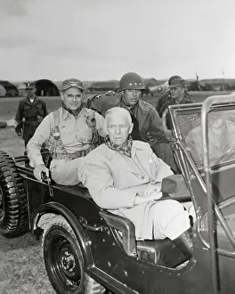 George C Prints: George Marshall in Jeep with Other Officers