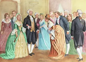 Currier And Ives Prints: George and Martha Washington at Presidential Reception