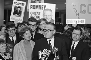 George W Prints: George Romney Speaking at News Conference