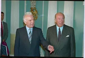 George Schultz and Eduard Shevardnadze Speaking to Press