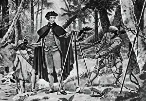 Wash Drawing Prints: George Washington As A Surveyor