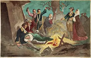 George Washington and Wife Visiting Troops