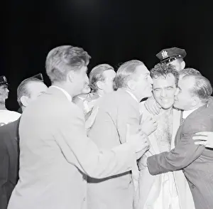 Congratulating Prints: Georges Carpentier Kissing Marcel Cerdan