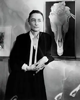Georgia O'Keeffe at Exhibit of Her Work
