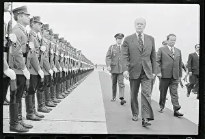 Gerald Ford and Josip Broz Tito Near Soldier Formation