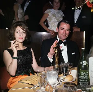 Gergory Peck with Wife and Oscar Award