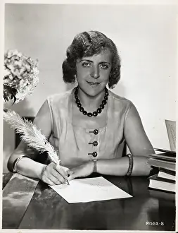 German Authoress Vicki Baum Seated W/Pen