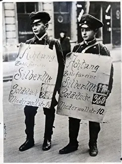 Silver Prints: Two German Boys with Signs For Gold and Silver