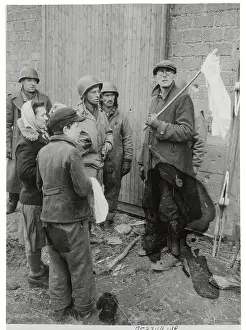 German Civilians Carrying White Flag for Their Safety