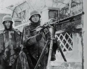 Prague Prints: German Machine Gunners Standing at Guard