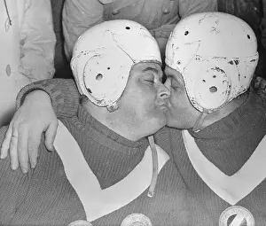 Candid Prints: German Olympiads Kissing After Victory