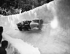 Oslo Prints: German Olympic Bobsled Team Competing