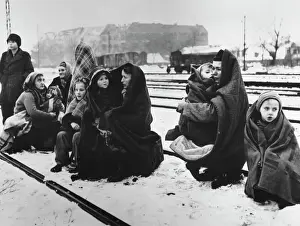 Huty32806 Prints: German Refugees Rest In The Snow