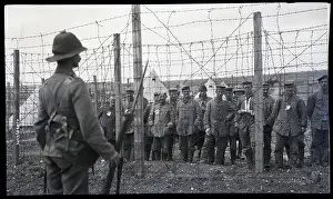 Barricade Prints: German Soldiers Behind Barbed Wire