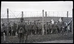 Barricade Prints: German Soldiers Behind Barbed Wire