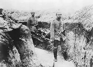 German Soldiers Carrying Machine Gun