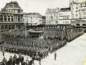 Brussels Prints: German Soldiers Gathered in Square