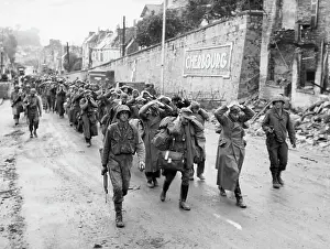 Hands Behind Head Prints: German Soldiers Marching Through Cherbourg