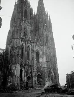 Cologne Prints: German Tank In Front of Cathedral