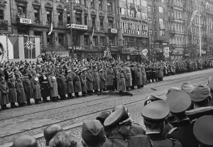 People In A Line Prints: German Troops Enter Prague