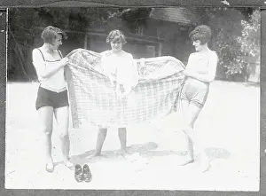 German Woman Dressing on Beach