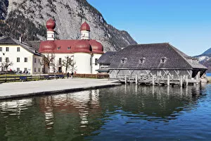 Images Dated 14th November 2014: Germany, Bavaria, Berchtesgaden, St. Bartholomews Church by Koenigssee lake