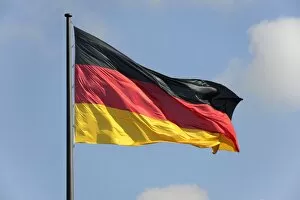 Images Dated 14th August 2014: Germany Flag, Reichstag, Bundestag, Berlin, Germany
