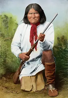 Chief Prints: Geronimo Holding Rifle
