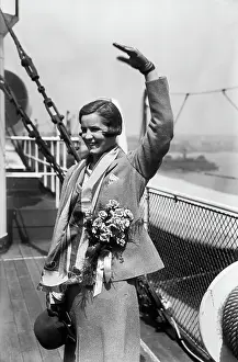 Gertrude Ederle Waving From Ship