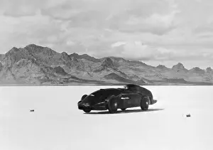 Record Setting Prints: G.E.T. Eyston Breaking Speed Record in Automobile