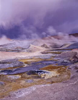 Images Dated 18th October 2014: Geyser, sulphurous smoke, clouds, Sol de Manana, Altiplano, Bolivia