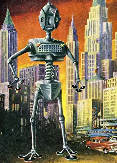 Robot Prints: Giant Robot in Cityscape