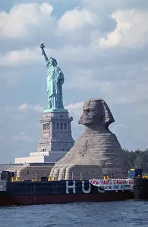 Giant Sphinx Replica and Statue of Liberty