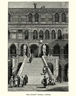 Steps And Staircases Prints: Giants Staircase of the Doges Palace in Venice, 19th Century