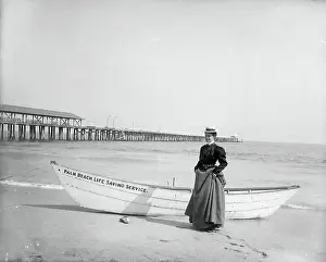Wharf Prints: Gibson Girl at the Beach in Florida
