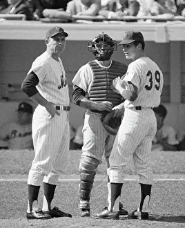 Gil Hodges Confers W/ Player; Baseball