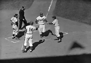 Gil Hodges Congratulating Jackie Robinson