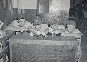 Gil Hodges, Don Hoak, Duke Snider, Pee Wee Reese Posing with Bats