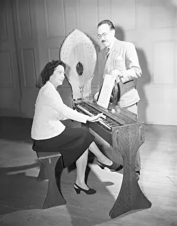 Keyboard Instrument Prints: Ginette Martenot Playing Ondes-Martenot