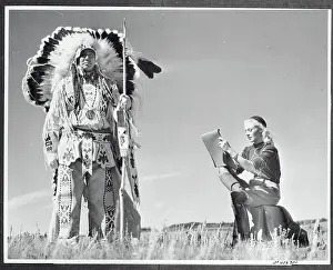 Ginger Rogers Sketching Indian Chief