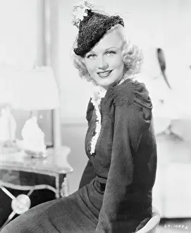 Ginger Rogers Wearing a Black Lace Hat