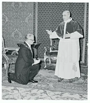 Giovanni Gronchi Kneeling Before Pope