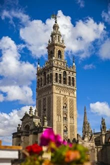 Giralda and cathedral in Seville in Andalusia