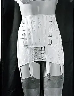 Corset Prints: Girdle With Garters Displayed on Mannequin