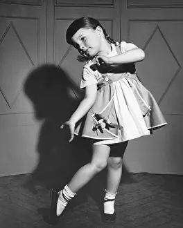 Plaits Prints: Girl (4-5) dancing, (B&W)