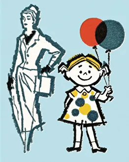 Images Dated 26th February 2015: Girl with balloons