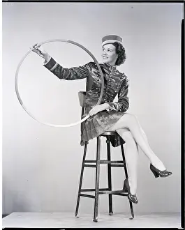 Toy Hoop Prints: Girl in Bellhop Costume with Hula Hoop